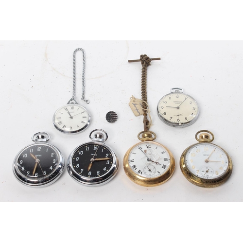 150 - 6 vintage pocket watches, by makers such as 'Smiths' and 'Sekonda'.