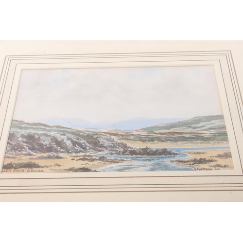 157 - A framed watercolour of Glen River Co. Donegal, signed S.I.Watson 43. Approx  25x17cm.