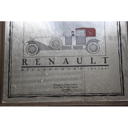 240 - A vintage Renault advertising mirror. Approx 84x53cm.