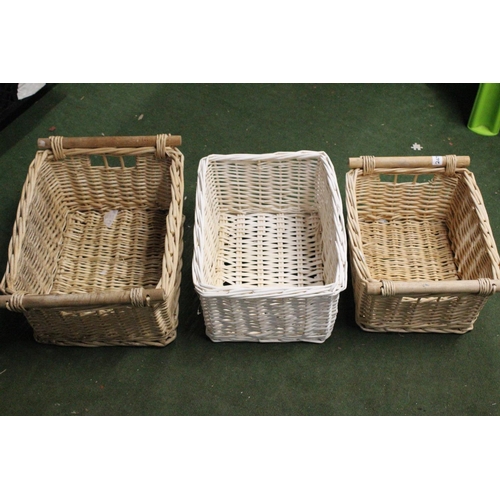 267 - 3 wicker baskets.