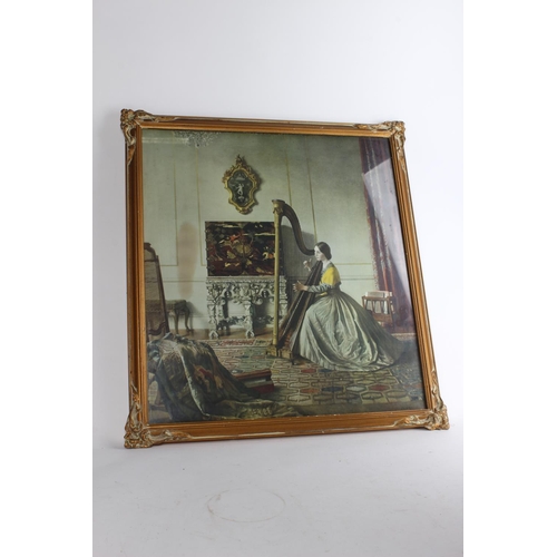 295 - A vintage framed print, 'Lady with a Harp'.Approx 53x47cm.