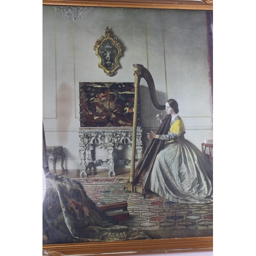 295 - A vintage framed print, 'Lady with a Harp'.Approx 53x47cm.