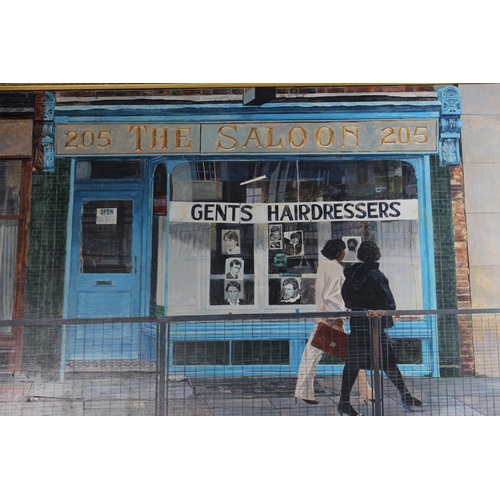 296 - A vintage framed print, 'The Hairdressers'. Approx 85x58cm.