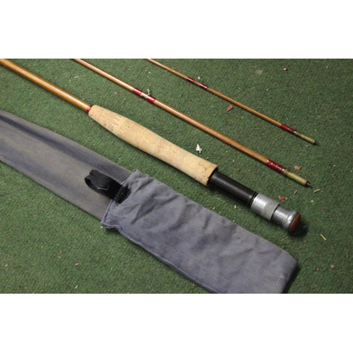 345 - A Di Maggio 3 piece split cane fly fishing rod.