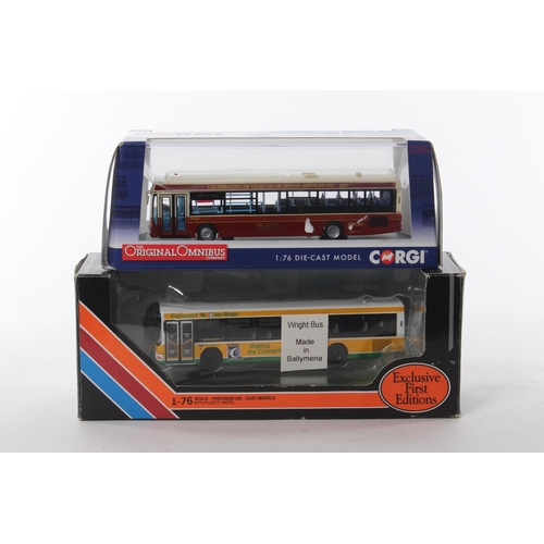 383 - 2 boxed Corgi model buses.