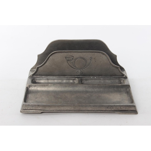 391 - A decorative antique French pewter desk tidy.