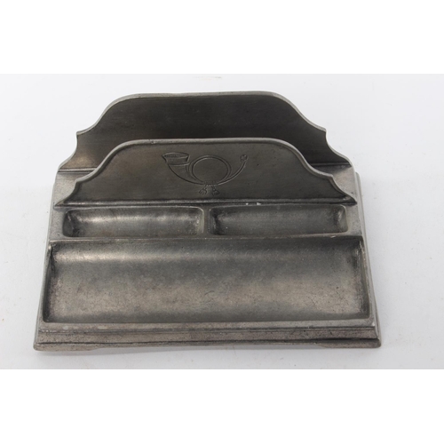 391 - A decorative antique French pewter desk tidy.