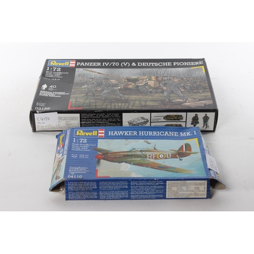 418 - 2 boxed Revell model kits, to include Panzer IV/70 & Hawker Hurricane MK1.