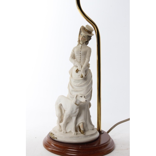 432 - A decorative table lamp & antique ceramic figure.