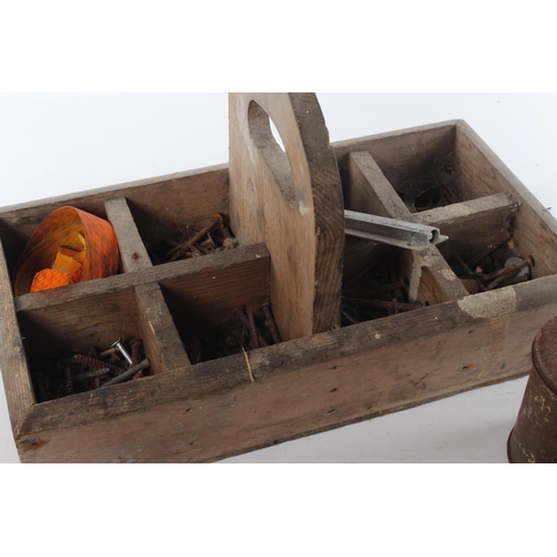 440 - A vintage wooden tool caddy & more.