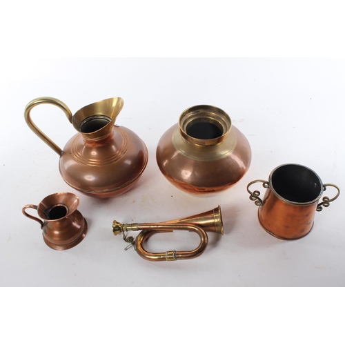 441 - A collection of various copper items, to include bugle & more.