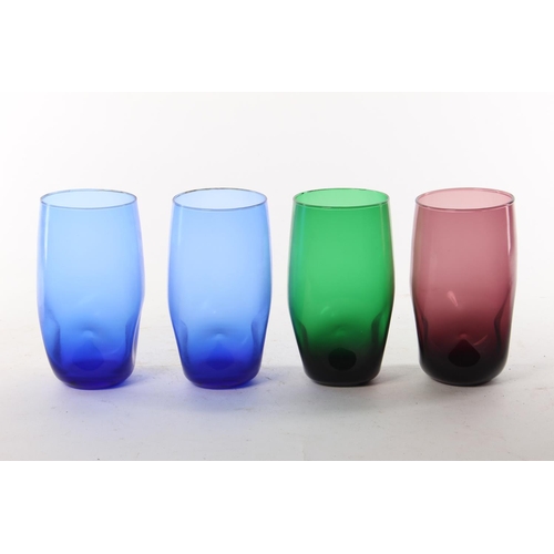 445 - A set of 4 vintage coloured glasses.