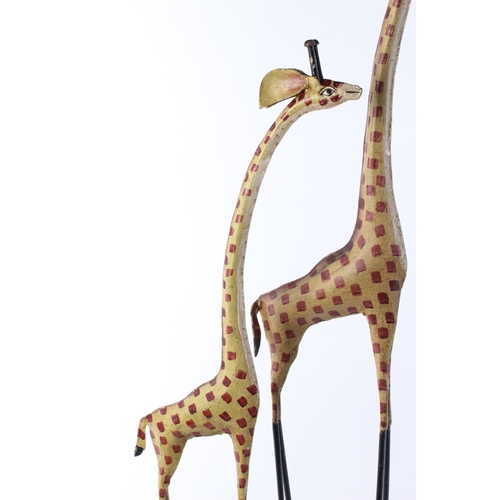 479 - 2 metal giraffes.