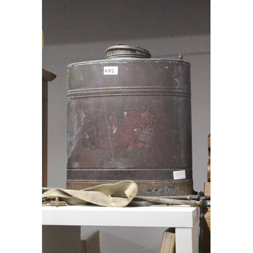 482 - An antique copper backpack sprayer.