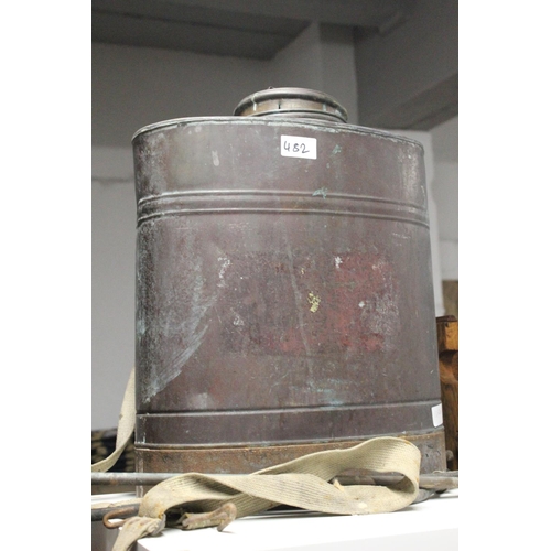 482 - An antique copper backpack sprayer.