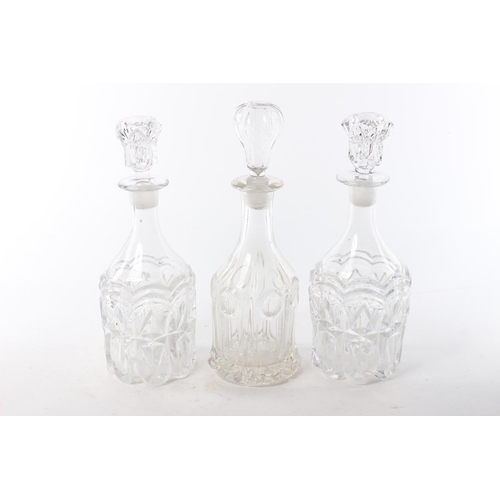 495 - 3 antique glass decanters.