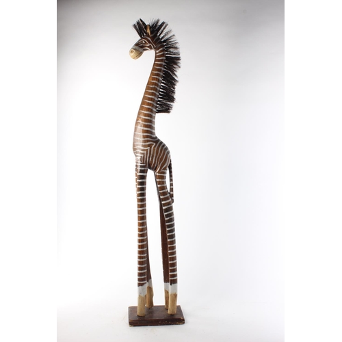 497 - A large wooden zebra. Approx 100cm.