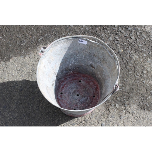 540 - A vintage galvanised bucket (holes drilled to base)