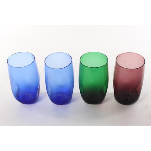 445 - A set of 4 vintage coloured glasses.