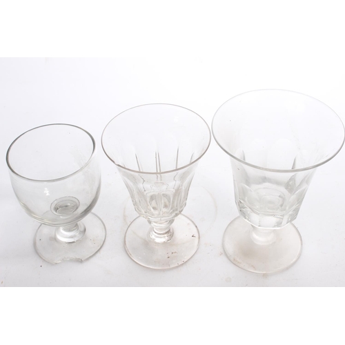 23 - 3 antique Georgian Rummer glasses (a/f)