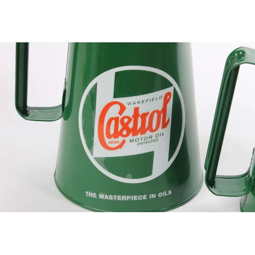 60 - A set of 3 Castrol oil cans.