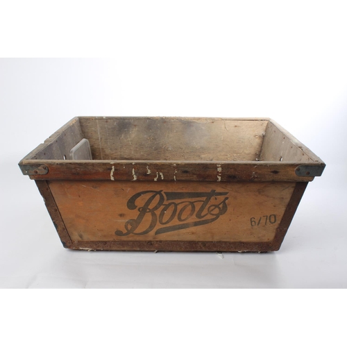 83 - A vintage 'Boots' wooden crate.