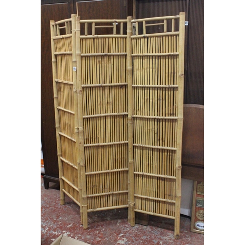 502 - A vintage 3 fold bamboo screen.