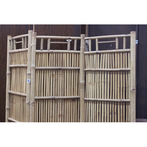 502 - A vintage 3 fold bamboo screen.