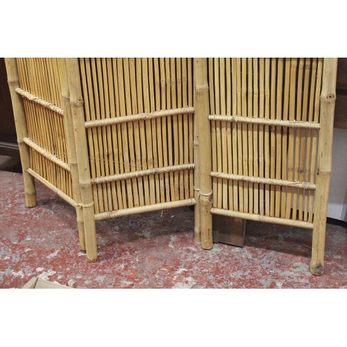 502 - A vintage 3 fold bamboo screen.