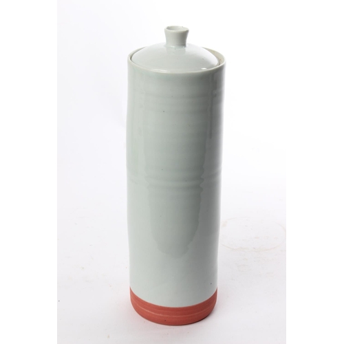 512 - A studio pottery lidded pot by local ceramicist Adam Frew, measuring 31cm tall., including lid