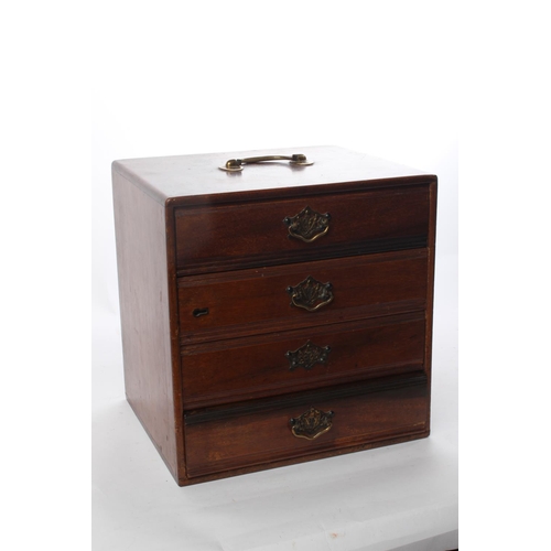 519 - A large Edwardian 4 drawer filing cabinet/ storage box, with key.