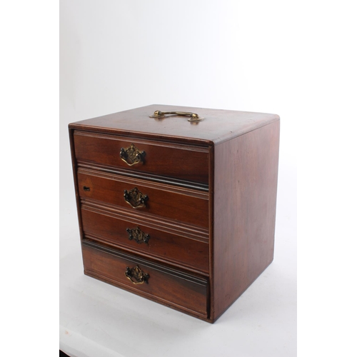 519 - A large Edwardian 4 drawer filing cabinet/ storage box, with key.