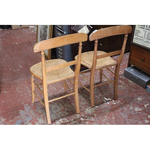 521 - A pair of antique occasional pine chairs.