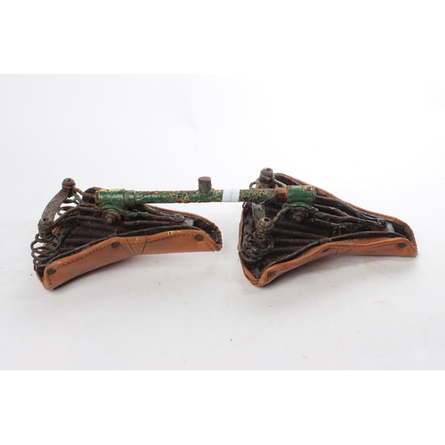 549 - A rare Terry Spring double bicycle saddle seat combination. Each of the two brown leather seats meas... 