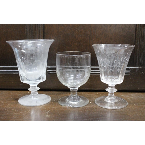 23 - 3 antique Georgian Rummer glasses (a/f)