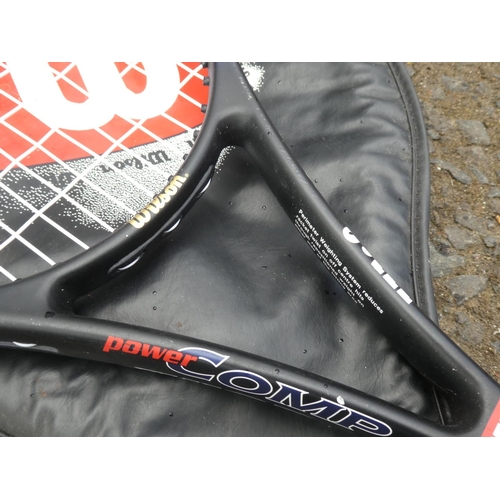 449 - A Wilson Power Comp Series tennis racket and case.