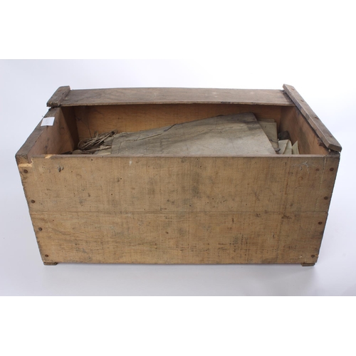 98 - A wooden crate containing a large collection of vintage hand drawn embroidery patterns/ transfers (a... 