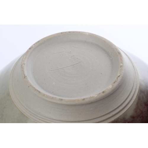 235 - A large studio pottery lidded urn signed to base (lid a/f).Measuring 17inches tall.