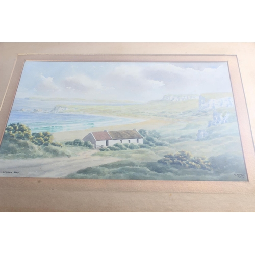 300 - A gilt framed watercolour 'Whitepark Bay' signed U Spry 1945.