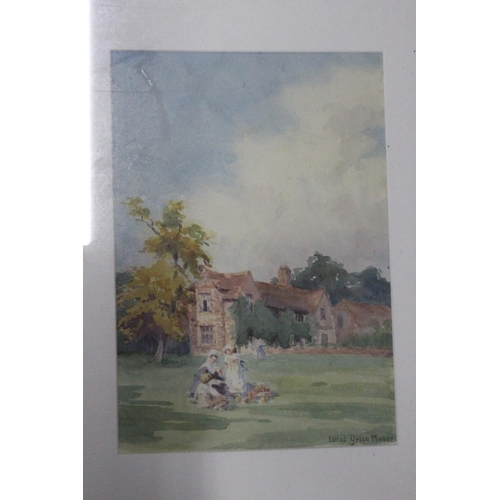 374 - A framed watercolour 'Lucas Green Manor' unsigned.