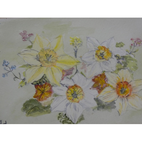 477 - A small gilt framed watercolour of spring flower, signed.