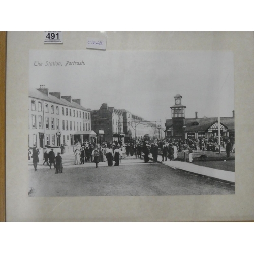 491 - Two framed antique prints - 'The Station, Portrush' and 'The Beach, Portstewart'.