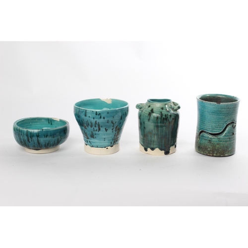 552 - Four pieces of studio pottery (a/f).