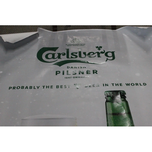 614 - A large poster/ banner from Carlsberg beer.