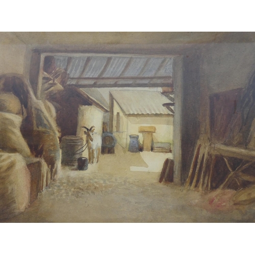 707 - A stunning antique Irish watercolour, titled 'Goat in Barn' by artist Sydney Mary Thompson. (1847-19... 