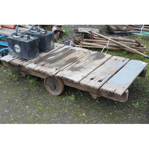 15 - A vintage/ antique industrial factory cart with cast iron wheels - check vendor, see if he will redu... 