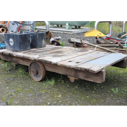 15 - A vintage/ antique industrial factory cart with cast iron wheels - check vendor, see if he will redu... 