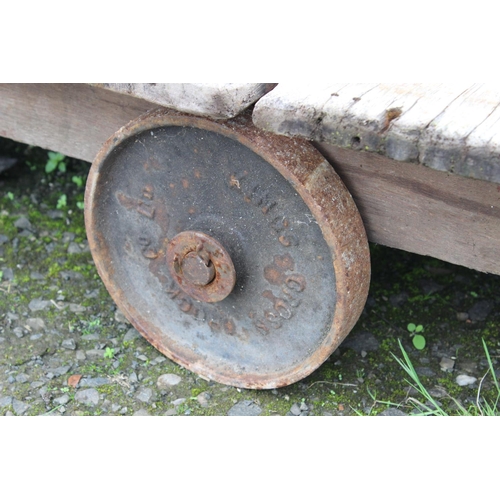 15 - A vintage/ antique industrial factory cart with cast iron wheels - check vendor, see if he will redu... 