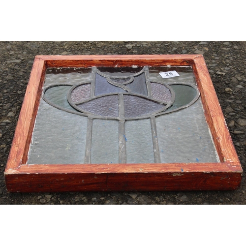 25 - A stained glass window, measuring including frame 37cm x 40cm.