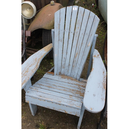 3 - A wooden garden chair.